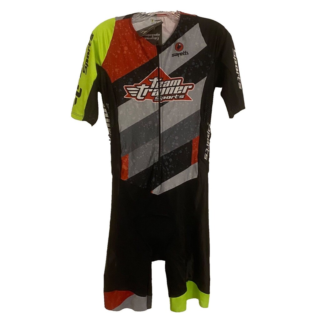 Safetti Tri Suit Mens XL Padded Triathlon Short Sleeve~Cycling~NEW NWT